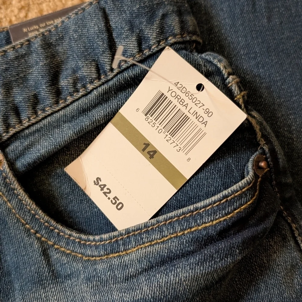 New With Tags Lucky Brand Authentic Skinny With Adjustable Waist Jeans Size 14